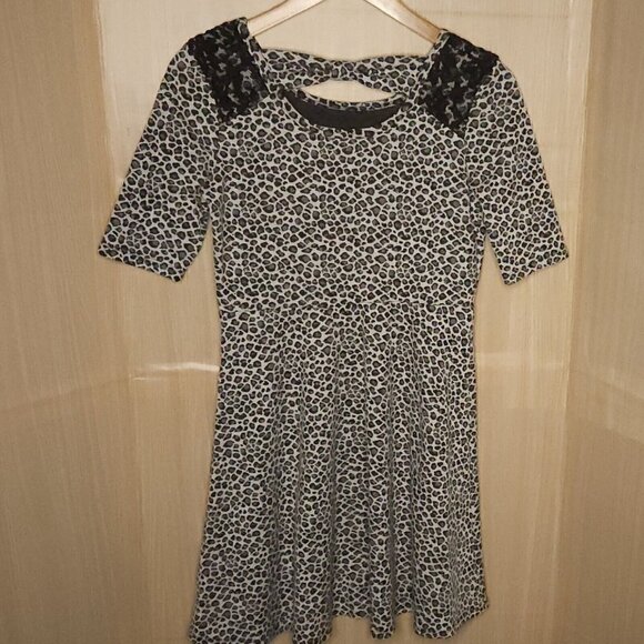 Xhilaration Girls Black White Cheetah Animal Print Fit Flare Dress 14-16 - Picture 2 of 6